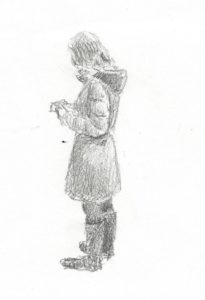 Зарисовка стоящей девушки