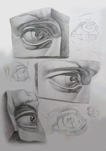 Рисунок части лица Давида. Глаз
