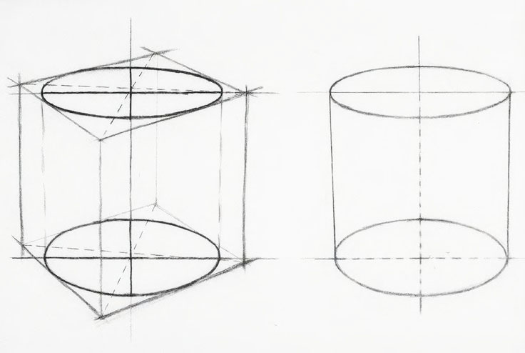 Цилиндры рисунок карандашом